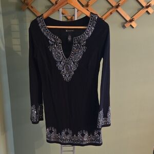 INC Black Sequin Embellished Tunic.